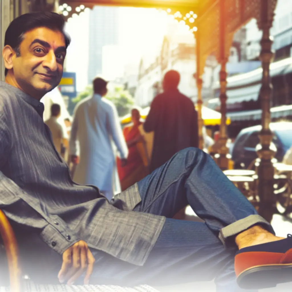 Klient MensWeario w casualowej stylizacji na miejskiej ulicy